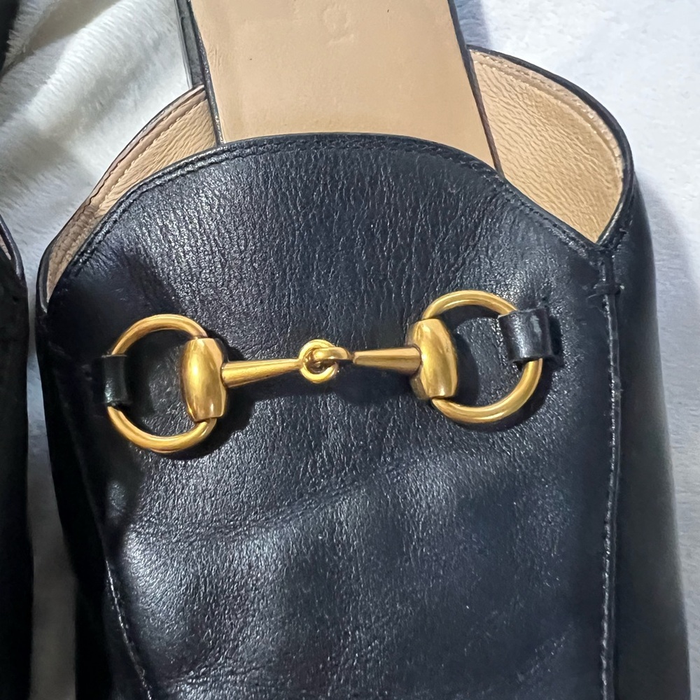 Gucci Black Mules with Gold Accent - Picture 3 of 4